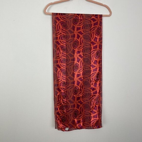 Scarf Pink Orange Geometric Swirl Long Rectangle Scarf - Picture 1 of 6